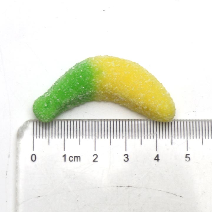 1Kg Cartoon two-color banana shaped chewy soft gummy candy in box CH-J618