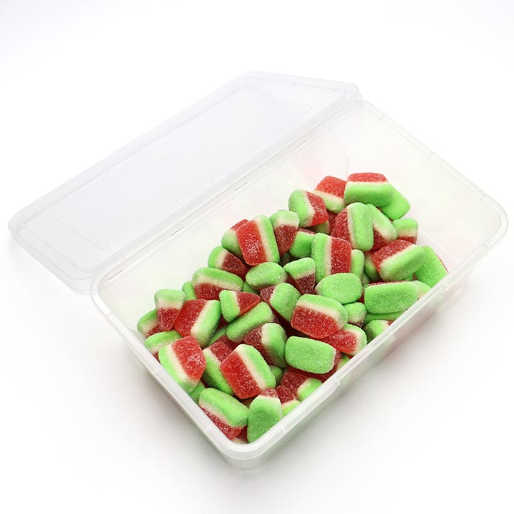 1Kg Cartoon tricolor watermelon slice shaped chewy soft gummy candy in box CH-J620
