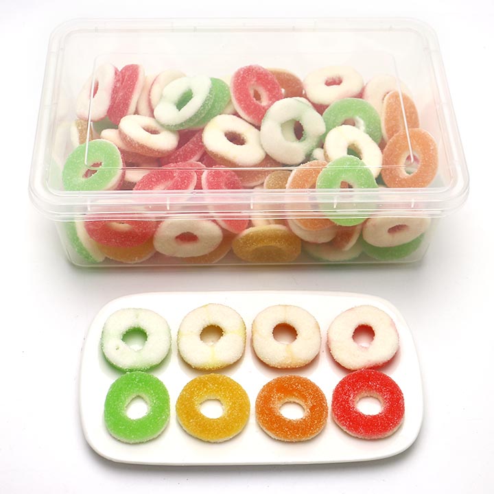1Kg Cartoon doughnut donut ring shaped chewy soft gummy candy in box CH-J624
