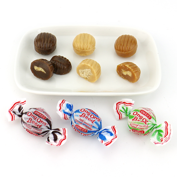 Coffee, coconut, milk flavor sandwich hard milk candy with powder filling sweet CH-Q127