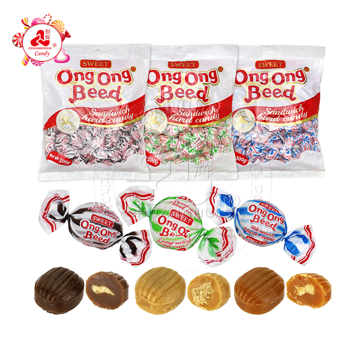 Coffee, coconut, milk flavor sandwich hard milk candy with powder filling sweet CH-Q127