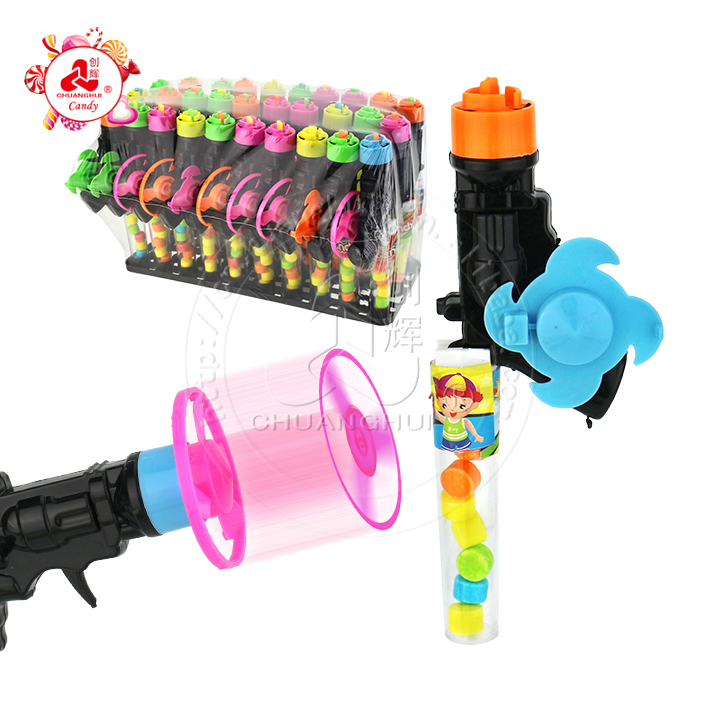 Mini gyro catapult shooting flying saucer gun toy candy CH-T1344
