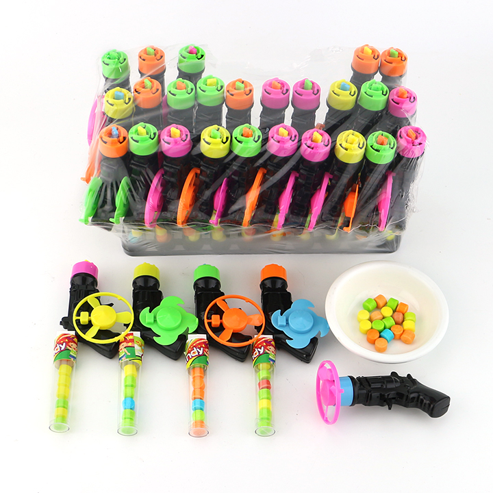 Mini gyro catapult shooting flying saucer gun toy candy CH-T1344