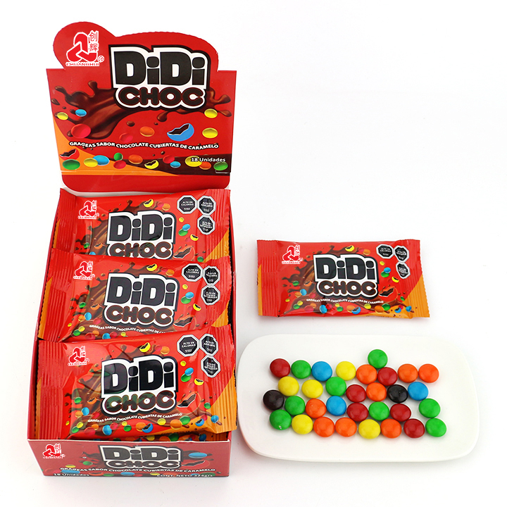 18g bagged DiDi choco beans crispy rainbow colored chocolate bean candy CH-BC141