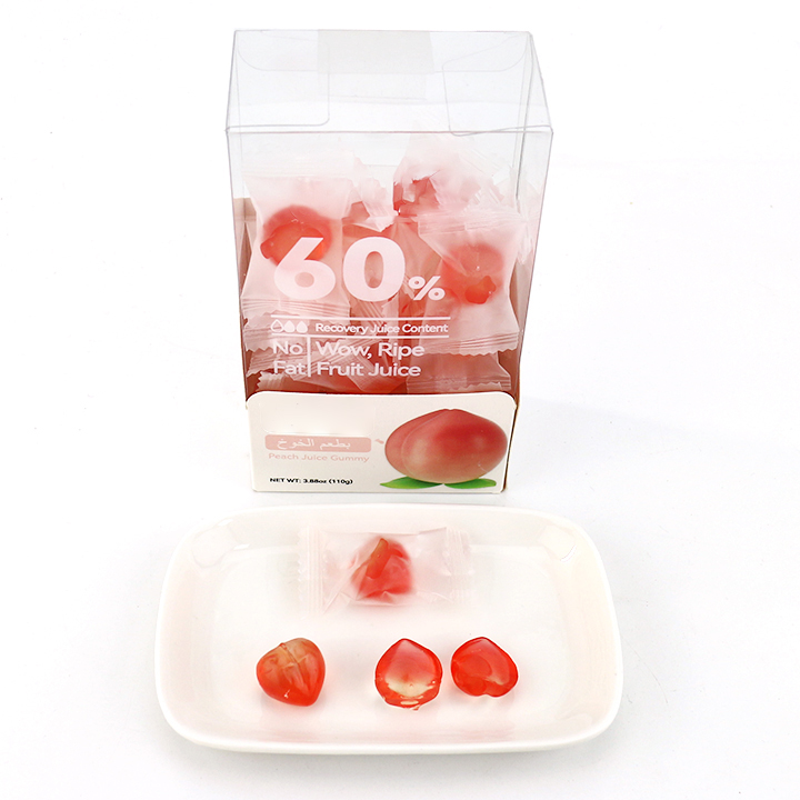 Peeling fruits Fudge Peach, grape, strawberry, mango, orange various shape juices soft gummy candy in box CH-J626