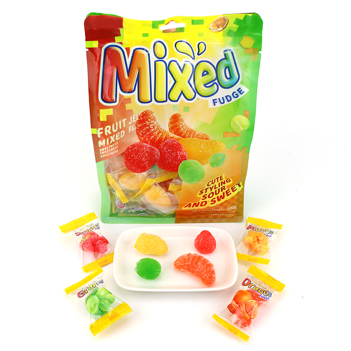 Mixed fudge 3D fruits shaped gel soft gummy candy CH-J628
