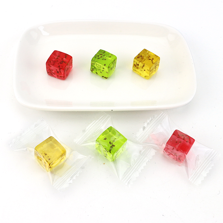 Wholesale Chia Seed fudge mini cube soft jelly candy in bulk CH-S134