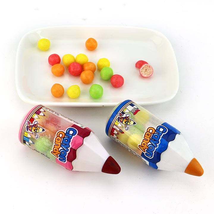 Colorful drawing crayon pen bottle with inflatable puffed candy CH-T1347