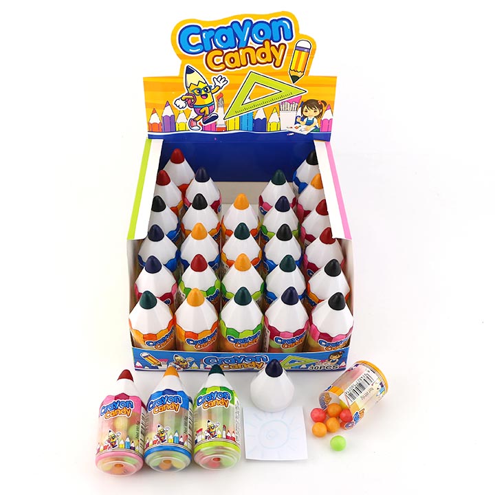 Colorful drawing crayon pen bottle with inflatable puffed candy CH-T1347