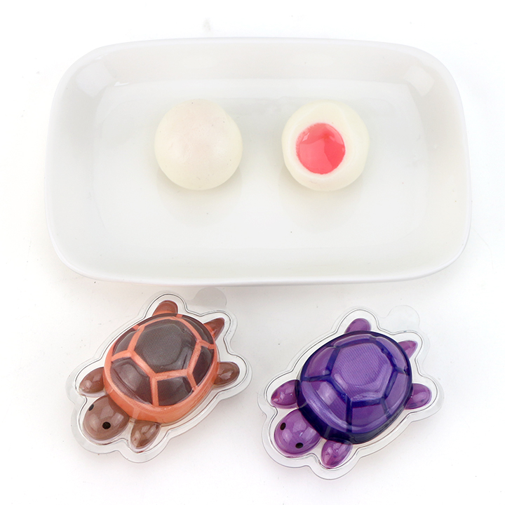 Halal sweets 10g turtle shaped fruit flavor soft gummy candy ball with jam filled CH-J630
