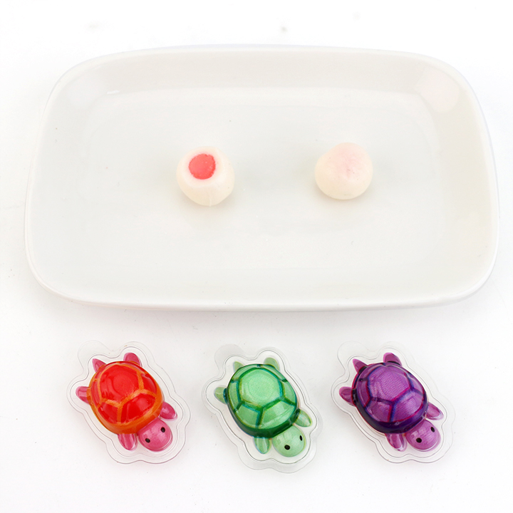 Halal mini 1.8g turtle shaped fruit flavor soft gummy candy ball with jam filled CH-J631