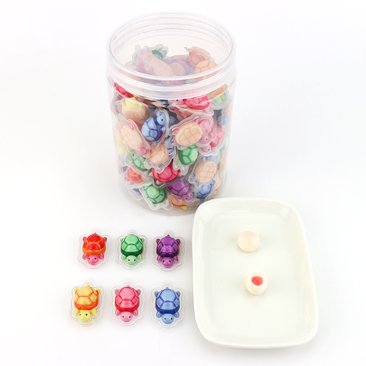 Halal mini 1.8g turtle shaped fruit flavor soft gummy candy ball with jam filled CH-J631