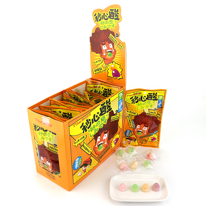 Halal super sour fudge fruit flavored chewable soft gummy candy with jam filling CH-J632