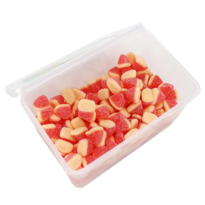 1Kg Cartoon two-color watermelon slices shaped chewy soft gummy candy in box CH-J633