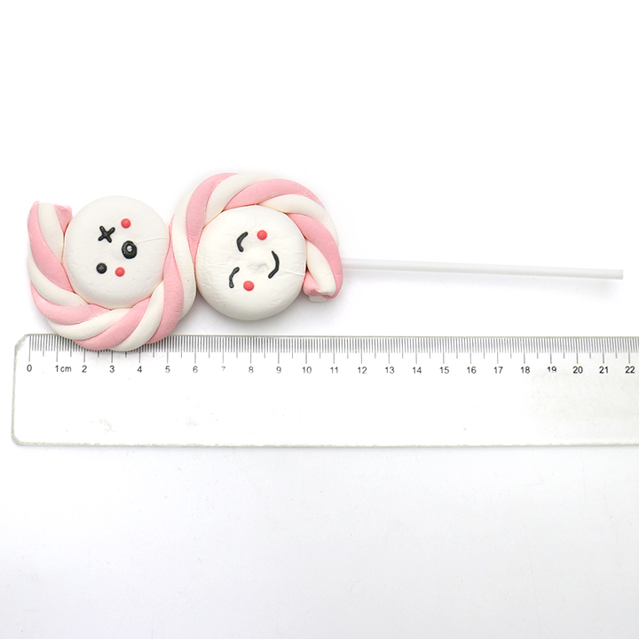 Cartoon Expression Smile Face marshmallows string lollipop with S shaped twist marshmallow CH-M194
