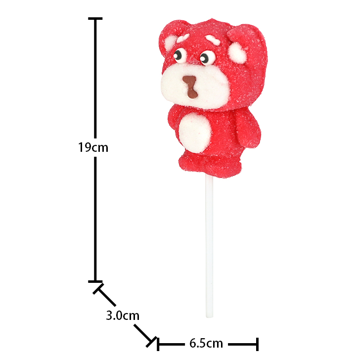 Cartoon 45g big cherry bear shaped fruit flavored marshmallow lollipop CH-M195