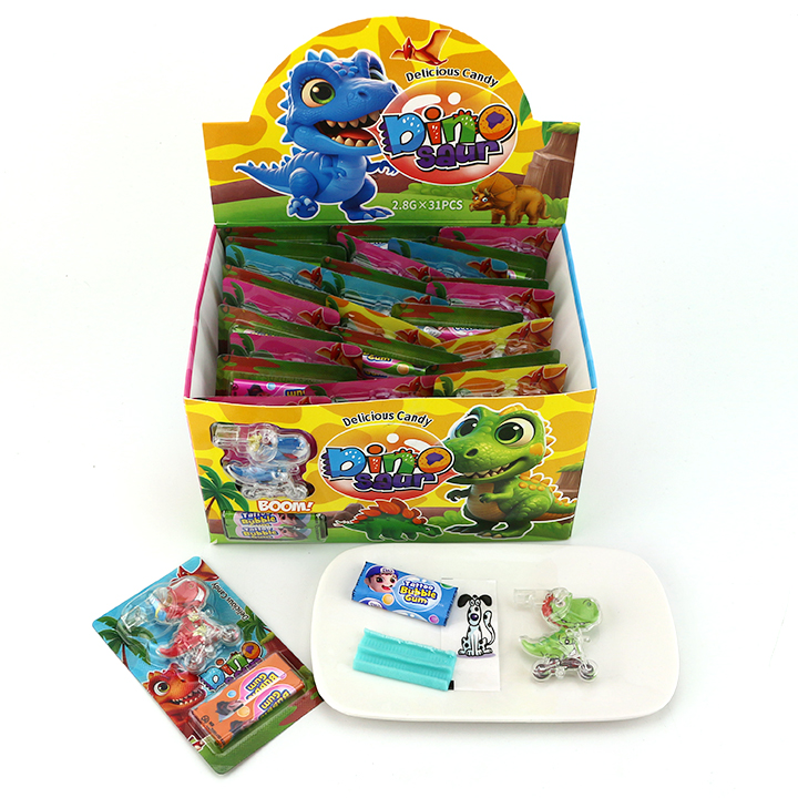 Bicycles Dinosaur whistle toy candy and tattoo bubble gum CH-T1348