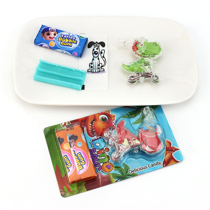 Bicycles Dinosaur whistle toy candy and tattoo bubble gum CH-T1348
