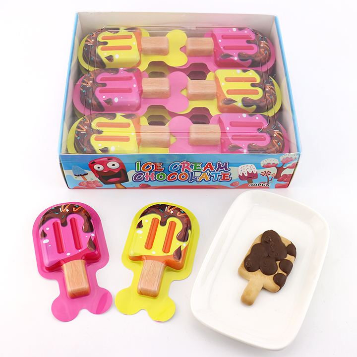 3D ice cream chocolate biscuit popsicle shaped cookies with choco jam CH-BC142