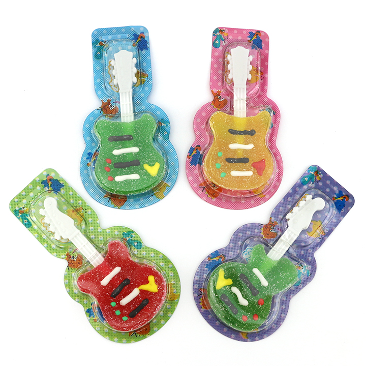Cartoon Guitar shaped soft gummy lollipop candy CH-J638