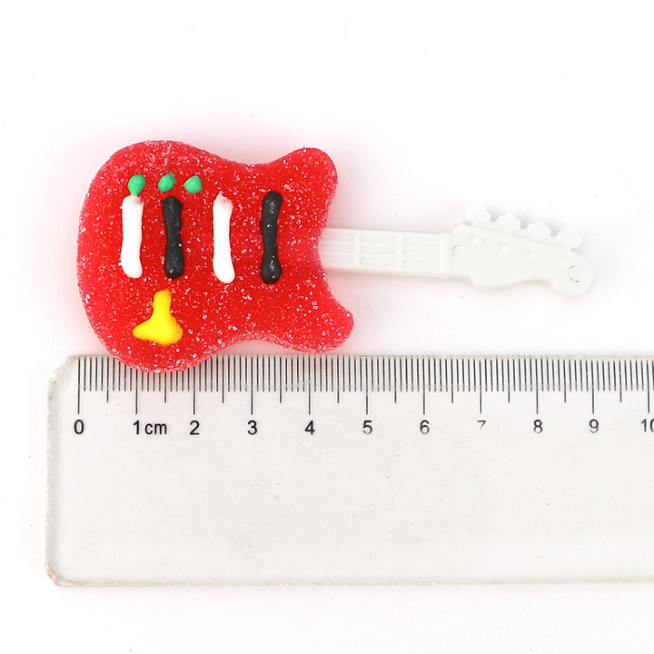 Cartoon Guitar shaped soft gummy lollipop candy CH-J638