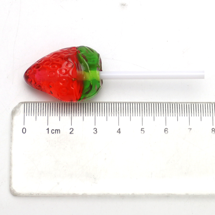 3D Strawberry shaped soft gummy lollipop pop candy in bag CH-J639