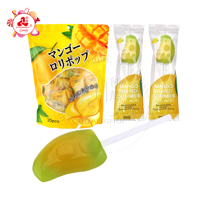 3D Mango shaped soft gummy lollipop pop candy CH-J640