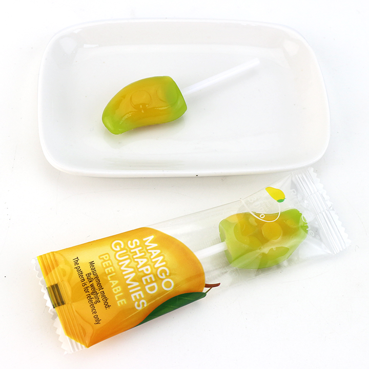 3D Mango shaped soft gummy lollipop pop candy CH-J640