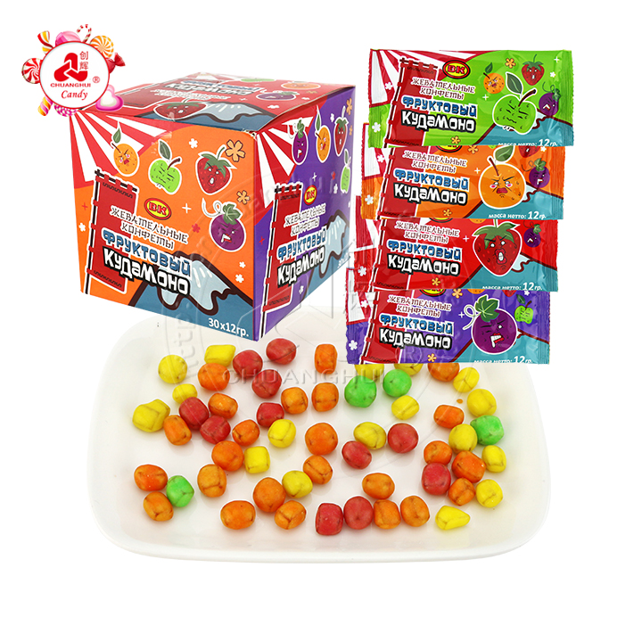 Mixed fruit flavor Sour Chewy Soft candy bean CH-J641