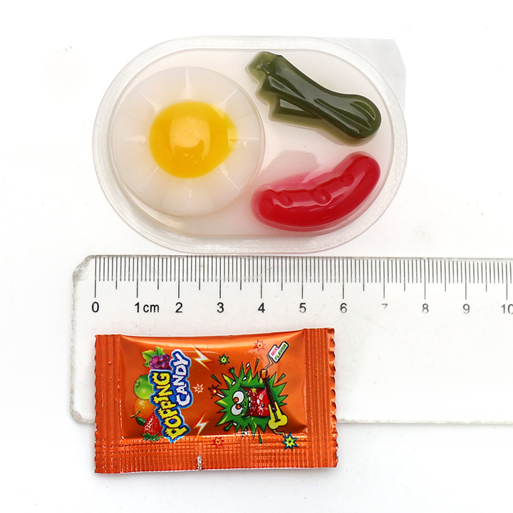 Cartoon Jelly Egg with scallion shaped jelly pudding cup with popping candy CH-K302