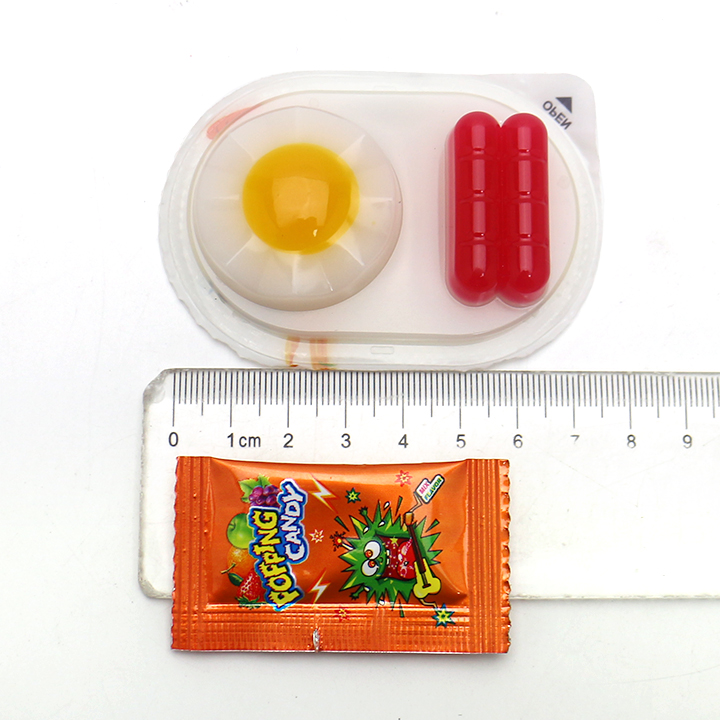 Cartoon sausage, fried egg shaped jelly pudding cup with popping candy CH-K303
