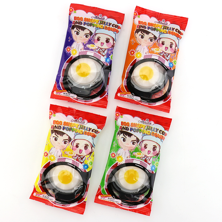 Cartoon sausage, fried egg shaped jelly pudding cup with popping candy CH-K303
