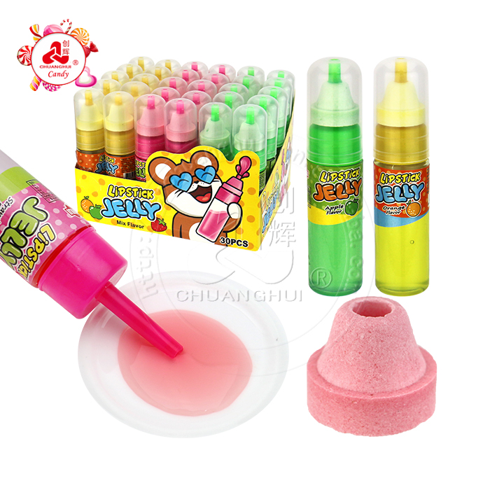 2-in-1 lipstick jelly jam fruit flavored syrup candy with nipple shaped pressed candy CH-N719