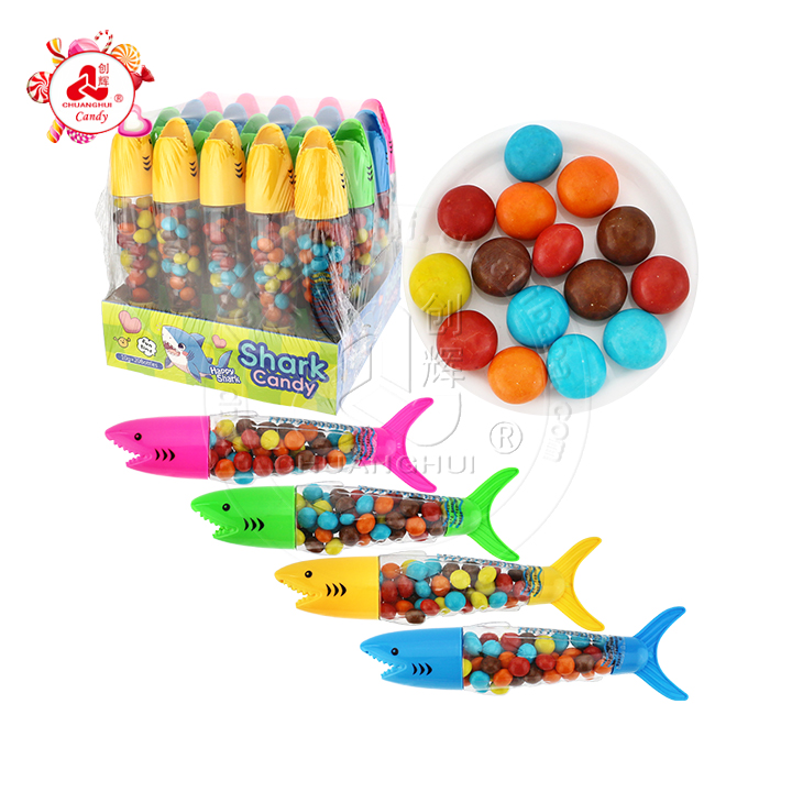 Cartoon Shark bottle candy with colorful crispy chocolate bean CH-N720