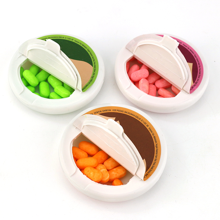 Halal fruity Sugar pressed tablet candy in a circular box CH-N721