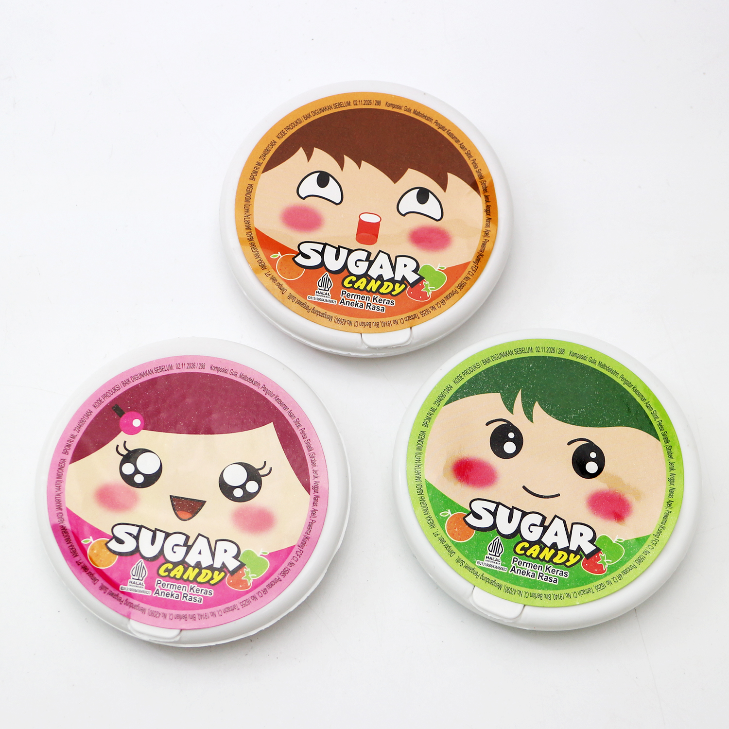 Halal fruity Sugar pressed tablet candy in a circular box CH-N721