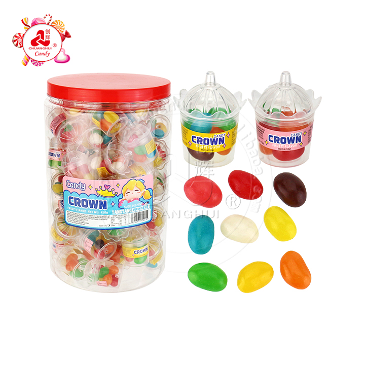 Crown shaped jar candy with fruit flavor jelly bean CH-N723