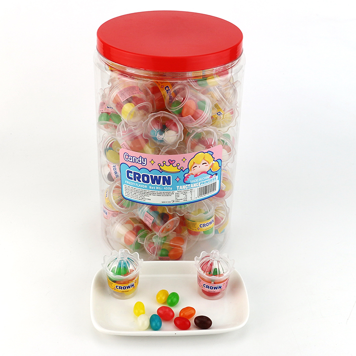 Crown shaped jar candy with fruit flavor jelly bean CH-N723