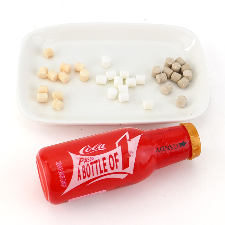 A bottle of candy with mini soda fizzing pressed candy CH-N724