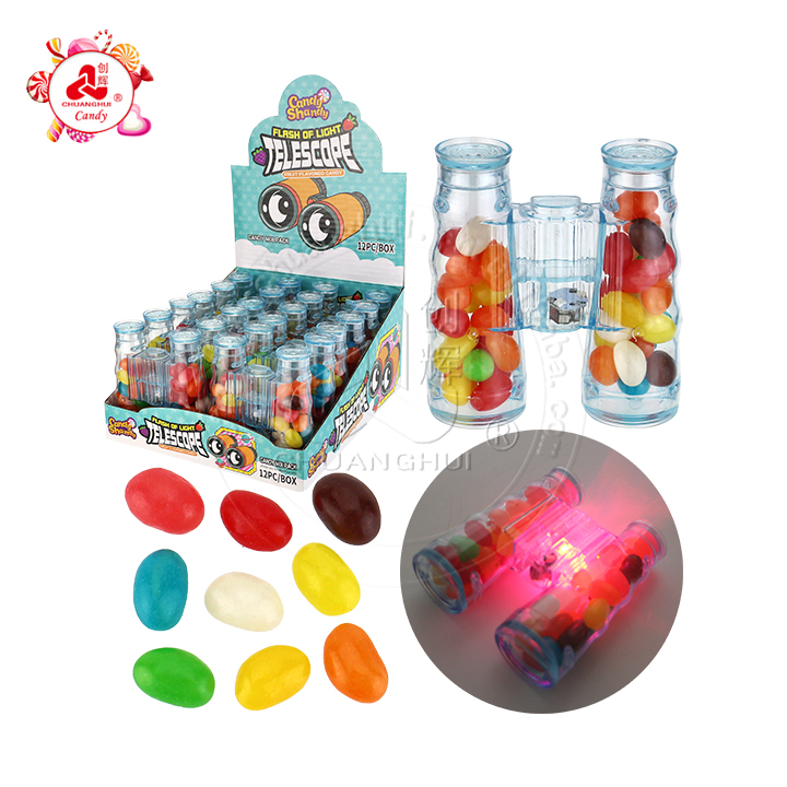 Supply LED flashing telescope bottle toy candy with colored jelly