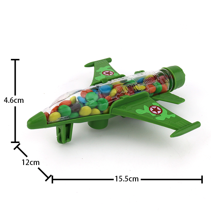 LED flashing fighter plane pull-back bottle toy candy with jelly bean or chocolate bean CH-TB235