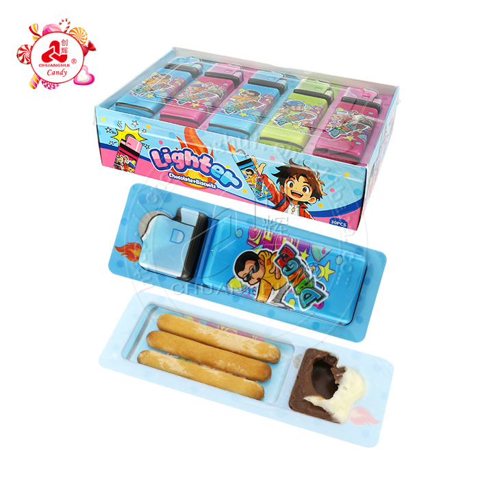 Lighters shaped choco cookies finger biscuit with chocolate jam CH-BC145