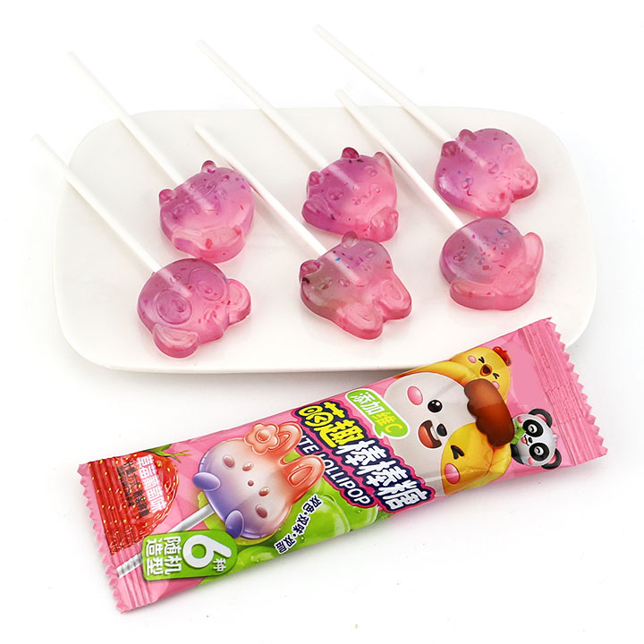 6 shapes dual color dual fruit flavor animal head shape hard lollipop candy CH-BP127