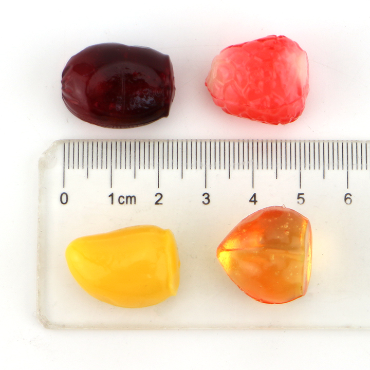 3D Peeling Fruits Juice Fudge Peach, Grape, Litchi Various Shape Soft Gummy Candy in bag CH-J646
