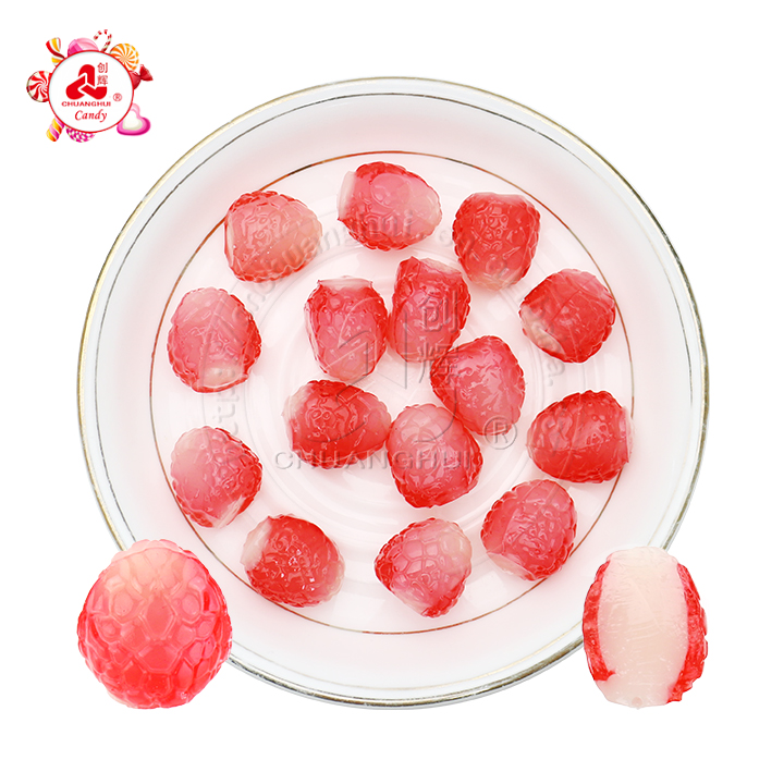 Wholesale 3D peeling litchi shaped fruit flavored soft gummy candy in bulk CH-S140