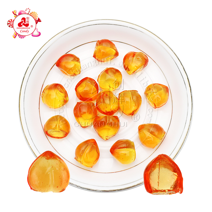 Wholesale 3D peeling peach shaped fruit flavored soft gummy candy in bulk CH-S141