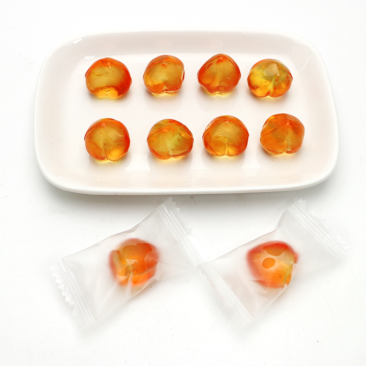 Wholesale 3D peeling peach shaped fruit flavored soft gummy candy in bulk CH-S141