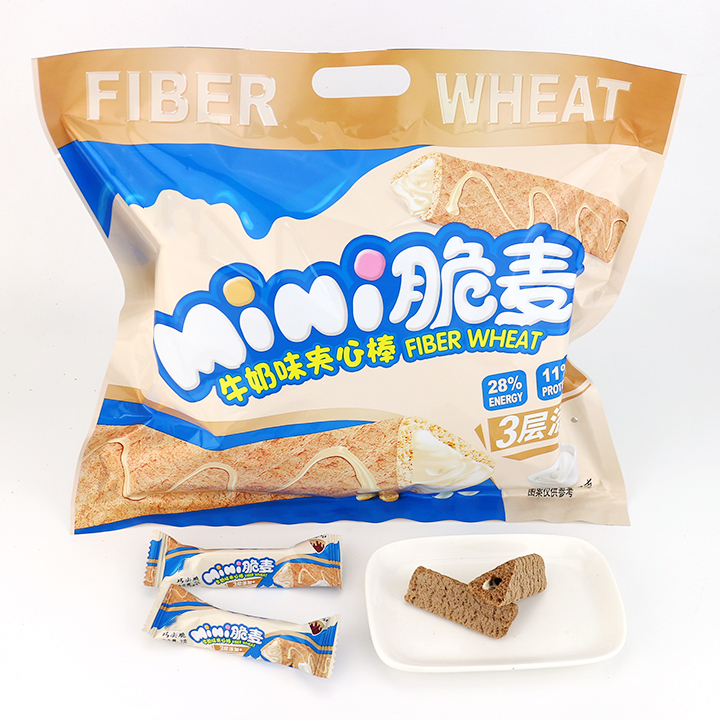 Halal grain snacks mini crispy triangle fiber wheat wafer biscuit with chocolate jam filled CH-D139
