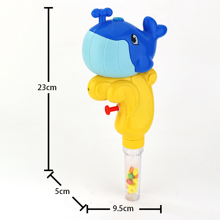 Cartoon humpback whale shaped water gun press spray water toy candy CH-TB236