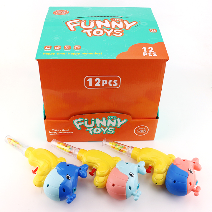 Cartoon humpback whale shaped water gun press spray water toy candy CH-TB236